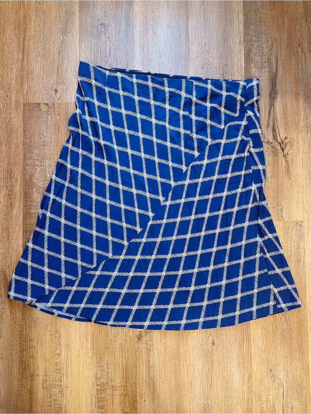 Ava & Viv 2X Blue White Geometric A-Line Skirt Plus Size